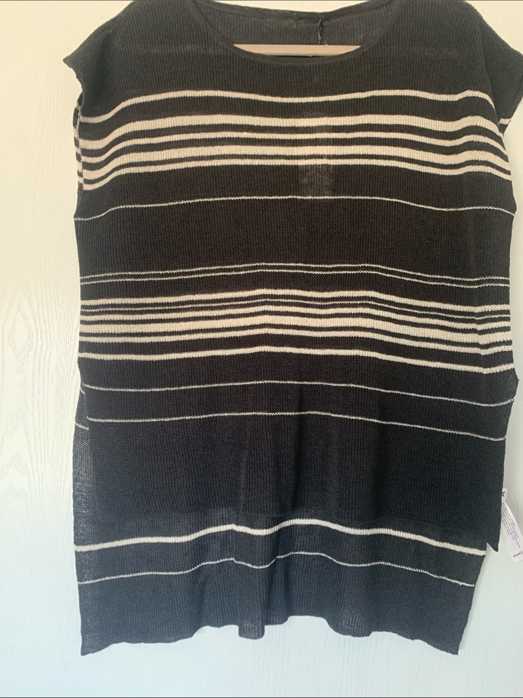 New Over Size Black & White Striped Knit Top